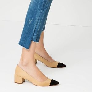 Zara Basic Faux Suede Cap Toe Pointed Pump.